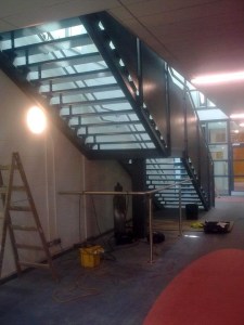 Generic Repeat Design (GRD) primary school with steel feature stairs, balustrades and handrails.