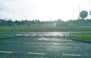 Galvanised gates at Donabate Portrane Educate Together