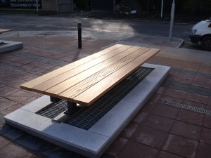 Vents for underground car park and benches constructed by Gabbett Industries.