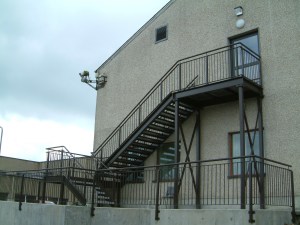 One and two storey galvanised powder-coated fire escapes